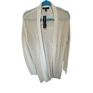 BANANA REPUBLIC Women's Open Front Cardigan  size Med NWT Beige Tan Open Weave